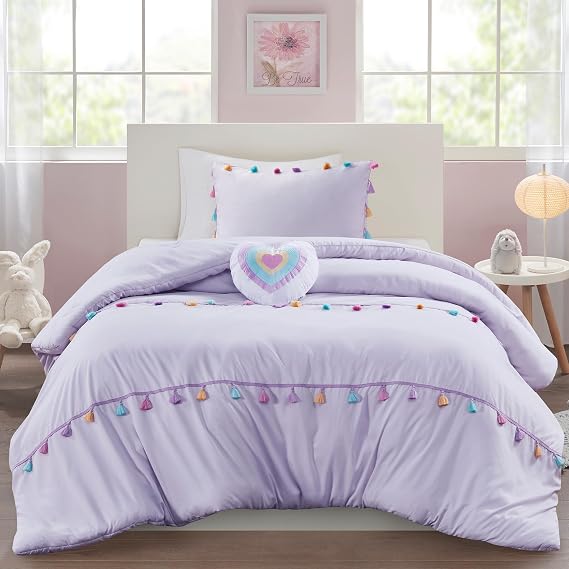 Intelligent Design Kids Colors Tassel Twin Lavender Comforter Set, 3pc