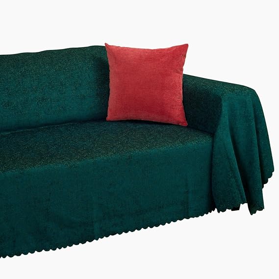 Premium Koltuk Örtüsü 175x350 XLARGE Gramajlı Jakarlı Şönil Zümrüt| Kanepe Örtüsü | Kaymaz