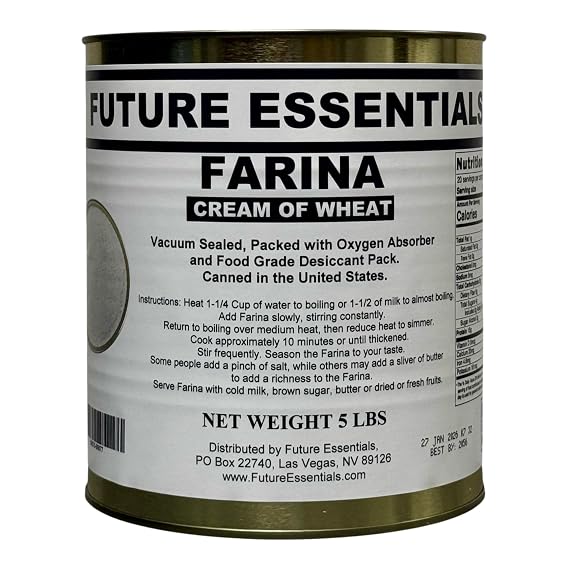 Future Essentials Farina Cream of Wheat Cereal #10 Can 30 Year Shelf Life