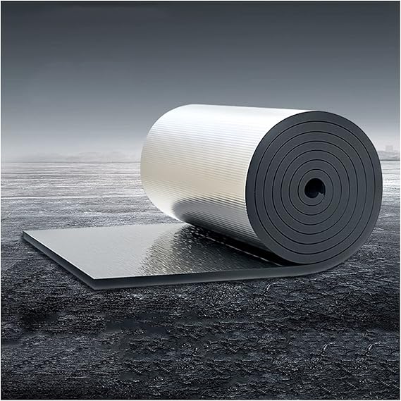 Reflective Insulation Roll Self-Adhesive Aluminum foil Roof Insulation,Foam Core Radiant Barrier,Thermal Insulation Soundproofing,for Floors,Walls,Lofts,Roofs,Waterproof,10mm(thk),1 * 1M(1m2)