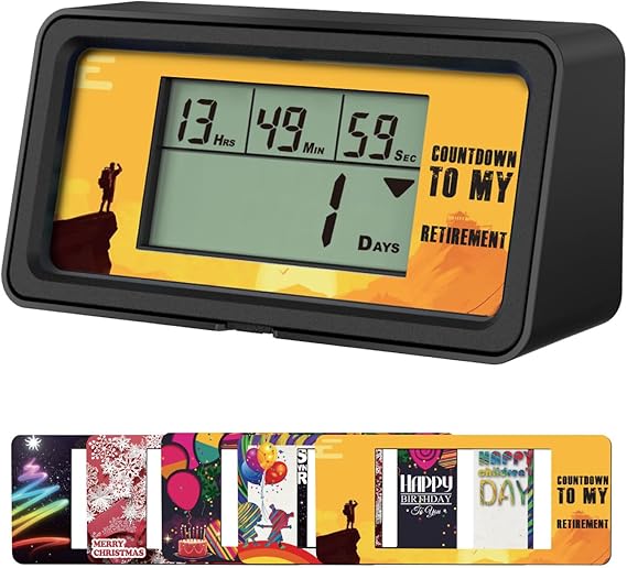 YOOREAL 9999 Days Digital Countdown Days Timer Count Down Days Timer with 5 | With 5 paper cards Backlight alerts for Retirement Vacation Wedding Christmas New Baby Classroom Lab Kitchen Cooking (HM200B)