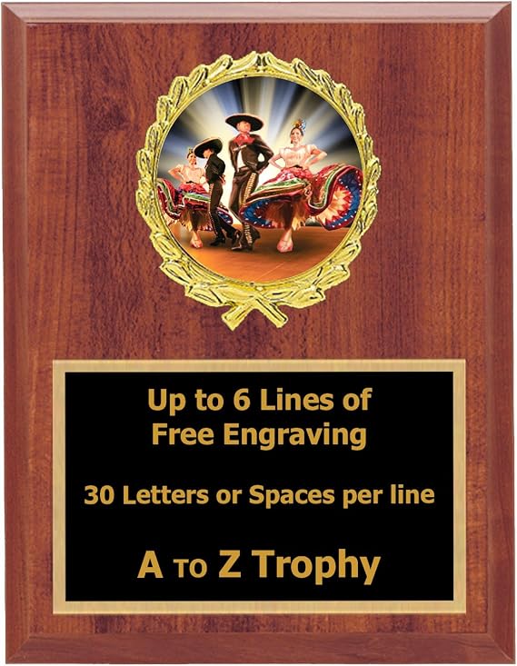 Trophies Folklorico Plaque Awards 7x9 Wood Singing Dance Dancing Trophy Free Engraving
