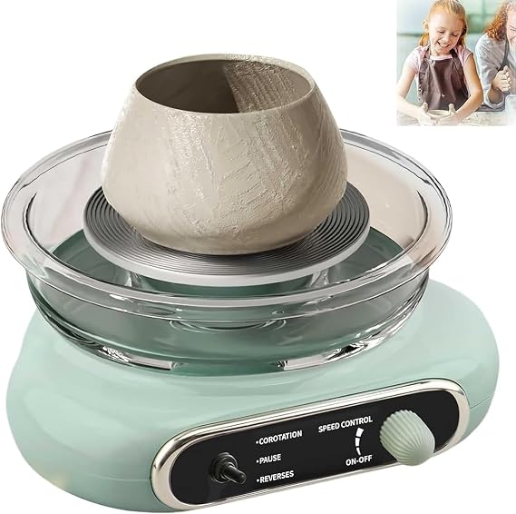 Mini Electric Pottery Wheel Machine, Ceramic Work Clay Forming Machine, with Clay Tool Set, Turntable Potter's Wheel for Kids Adults, DIY Pottery Kit for Beginners DIY Clay Art