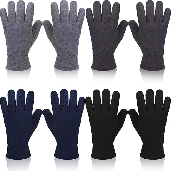 SATINIOR 4 Pairs Winter Gloves for Men Women Cold Weather Fleece Gloves Winter Gifts Soft Warm Mittens Outdoor Supplies