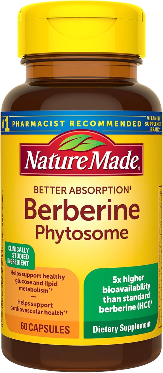 Nature Made Better Absorption Berberine Phytosome Supplement, 60 Capsules