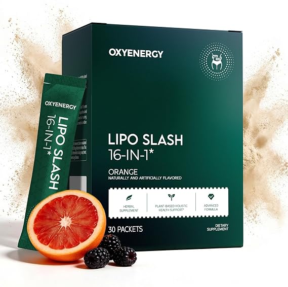 OxyEnergy LIPO Slash 16-in-1 Natural Weight Loss Supplement, 30 Packets