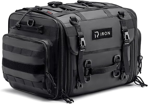 RIDEIRON Motorcycle Tail Bag, Expandable from 40L to 60L with Rain Cover