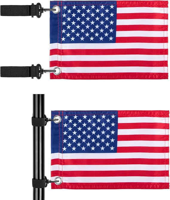 Airclub 2-Pack Golf Cart American Flags, 6 x 9 in, Elastic Strap Bracket