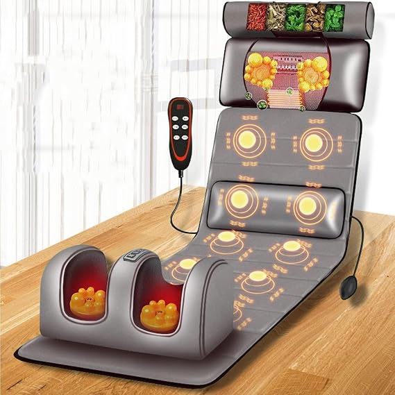 Customize what you need Massage Mat with Heat｜10 Vibrating Nodes & Adjustable Pillows for Full Body Therapy｜Heating Pad with Auto-Off Safety｜Shiatsu Neck Back Massager for Home/Office Muscle Relaxatio