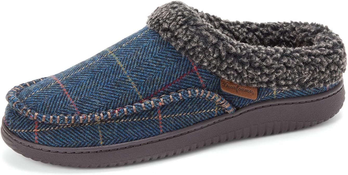 Dearfoams Men's Breathable Memory Foam Slip on Marshall Indoor House Shoe Moccasin Slipper