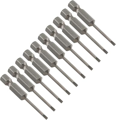 10 Pcs 2.5 Magnetic Slotted Screwdriver Bits S2 Steel Flat Head Screwdriver Bits with 14 Inch Hex Shank, 2 Inch Length