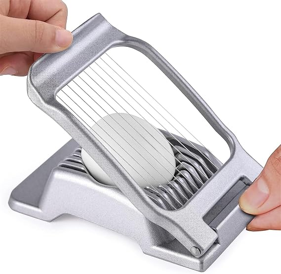 Egg Slicer for Hard Boiled Eggs, Heavy Duty Aluminum Egg Cutter Slicer for Egg Strawberry Mushroom Soft Fruit, Manual Egg Cutter Cutting Wire Made of Stainless Steel for Kitchen
