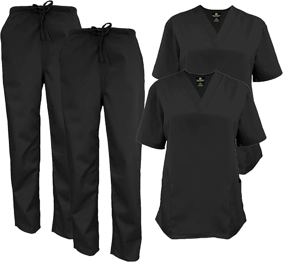 Natural Uniforms Women's Scrub Set Medical Scrub Tops and Pants - Pack of 2 Set