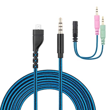 Audio Cable for SteelSeries Arctis 3, 5, 7, Pro Headset, Replacement Cord | Braided, with 3.5mm Headphone Splitter