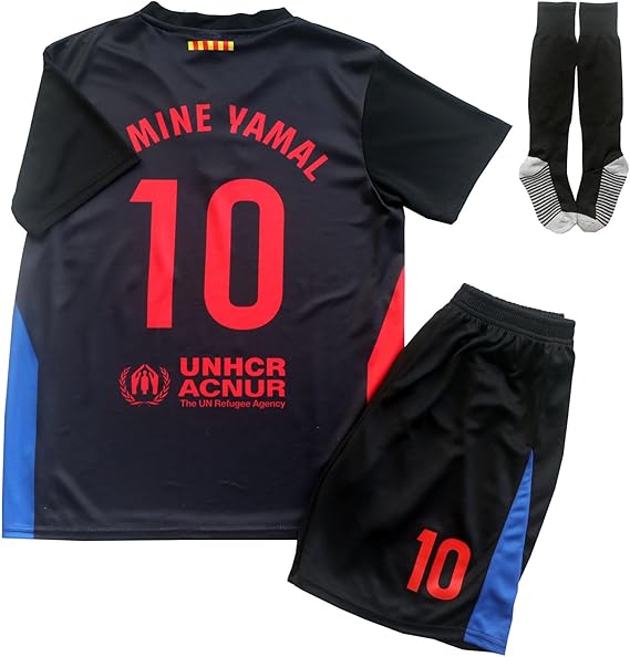 2024/2025 Barca Away #10 Lamine Yamal フットボール サッカー キッズ ジャージ ショーツ ソックスセット ユースサイズ