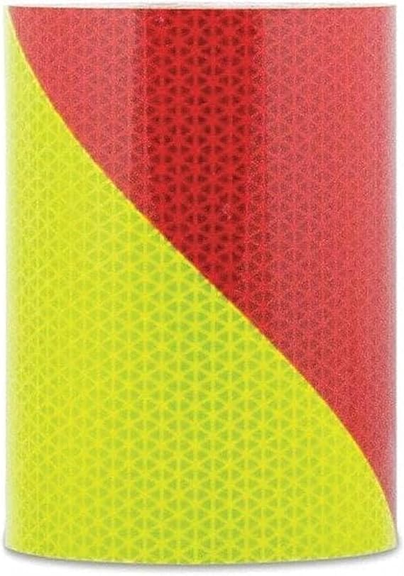 Safe Way Traction 6" x 10' Roll Orafol Oralite V98 Conformable Pre-Striped Chevron Fluorescent Lime Yellow and Red Striped Reflective Safety Tape Left Hand Slant