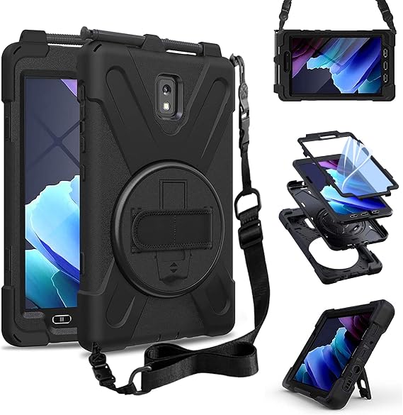 ZenRich for Galaxy Tab Active 3/5 Case,Shockproof Case with 360 Rotating Kickstand Hand Strap and Shoulder Strap Pen Holder for Samsung Tab Active 3/5 SM-T570/SM-T575/SM-T577/X300/X306B 8" 2020/2025