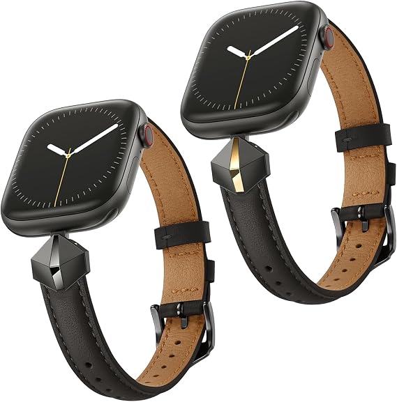 WFEAGL Leather Band Compatible with Apple Watch Bands Women 38mm 40mm 41mm 42mm(Series 11/10),Dressy Slim Grain Genuine Leather band for iWatch SE Series 11/10/9/8/7/6/5/4/3/2/1