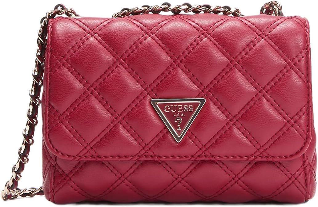 GUESS cross body bag shoulder bag Giully II Mini Compound Convertible Flap Bag Dark Cherry dark red