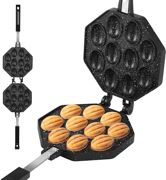 Walnut Cookie Mold Maker 10 Hole Oreshki Mold Maker Safe Cake Nut Modes Aluminum Alloy Walnut Cookie Makers with Detachable Handle Versatile Metal Nuts Cookies Makers Oreshki Nuts Molds for Kitchen