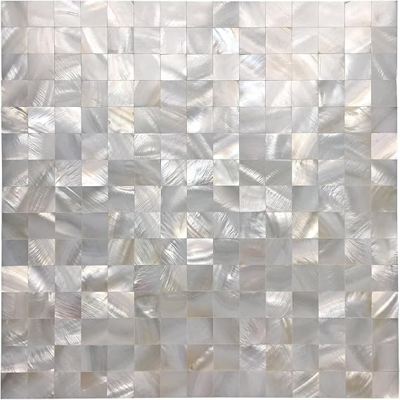 Art3d Peel and Stick Mother of Pearl Shell Mosaic Tile for Kitchen Backsplashes, 12" x 12" Pack of 6(Pearl White)
