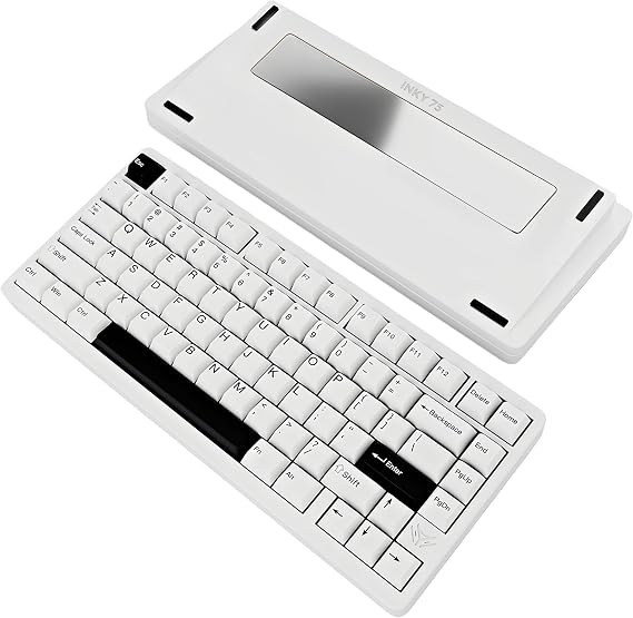 MK INKY75 CNC Aluminum Mechanical Keyboard Triple-Mode Connectivity Gaming Keyboard, 75% Layout Mechanical Keyboard,with Superior Acoustics, Creamy Sounding, RGB/HMX/4000mAh(Almost White)