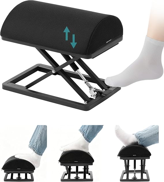 Step-to-Adjust Foot RestTruly Infinite Height, No Bending Needed