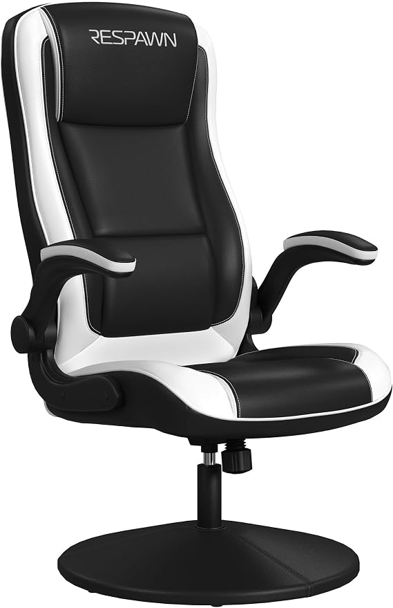 RESPAWN 800 Console Rocker Gaming Chair, Swivel Seat with Lumbar Support | 360 swivel rocker gaming chair with lumbar support, flip-up arms and stable base for console gaming or reading.
