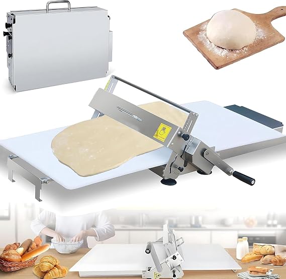 Manual Foldable Dough Sheeter︱Commercial & Home Use Manual Foldable Dough Sheeter Machine︱Pizza Dough Roller Sheeter︱Stainless Steel︱Adjustable Thicknes 0.5-25 For Bakery, Pizza,Croissant