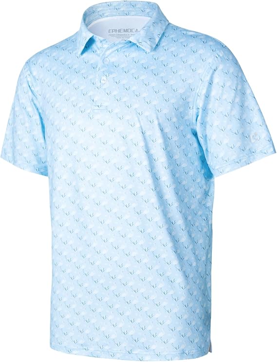 Men's Golf Polo Shirts Print Short Sleeve Dry Fit Collared Shirt