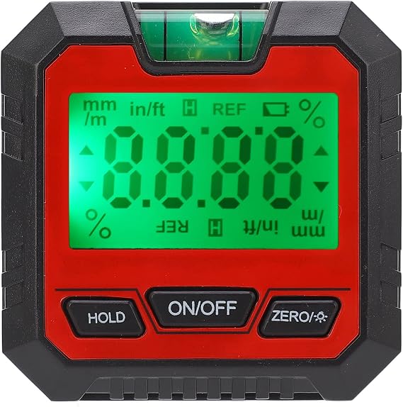 Digital Angle Finder, Digital Angle Digital Level Box Woodworking Electronic Protractor with Horizontal Bubble Digital Level for Construction, Woodworking and Machinery (Red)