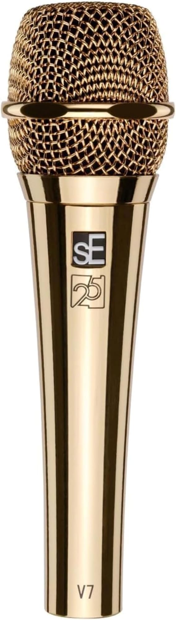 SE ELECTRONICS V7 Dynamic Microphone for Singing, Speech & Studio Recording - XLR Handheld Professional Microphone with Supercardioid Aluminum Voice Coil for Huge Gain Before Feedback - Gold