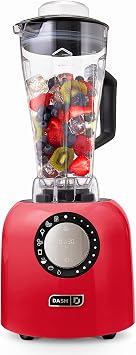 Dash Chef Series Deluxe Digital Blender - 1400W Professional High Speed Blender for Smoothies, Soups & Frozen Drinks, 64 oz BPA-Free TritanTM Pitcher, 8 Presets, Stainless Steel Blades, USB Port - Red