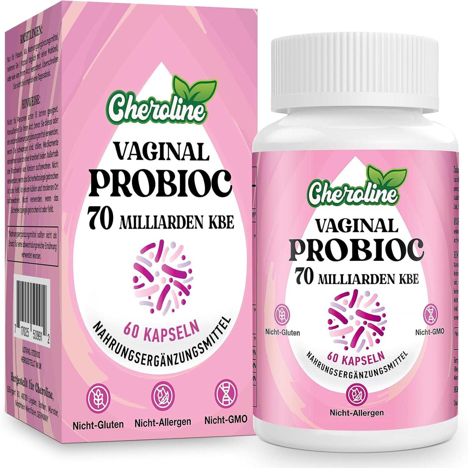 Vaginal Probiotics for Women 70 Billion CFU 7 Strains with Prebioc Mixture 13-in-1 Intimate Flora Probiotics Vegan Capsules (Pack of 60)