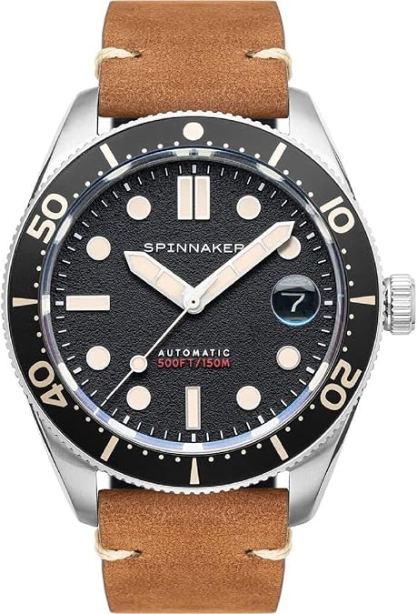 Spinnaker Croft Mens Watch - Automatic Dive Watch for Men, 40mm Stainless Steel Case, Stainless Steel Strap, Water Resistant 300m, SP-5100-11 - Anchor Black