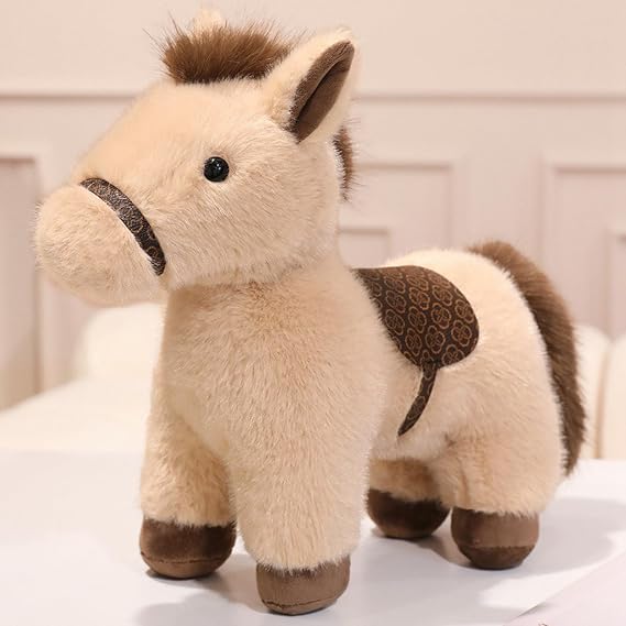 PEACH CAT Horse Stuffed Animal 12" Cute Horse Plush Soft Plushies Toys Gifts for Kids Beige