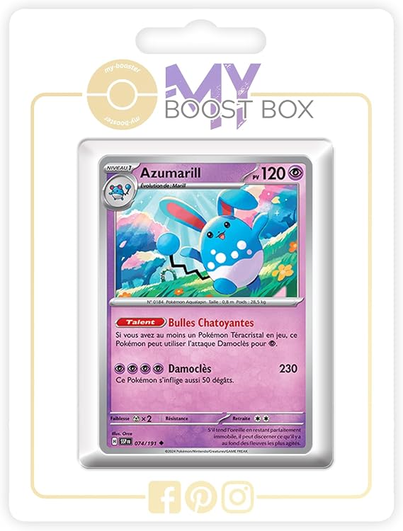 Azumarill 074/191 Reverse - my-booster X Écarlate et Violet 8 - Étincelles Déferlantes Box of 10 Pokemon French Cards
