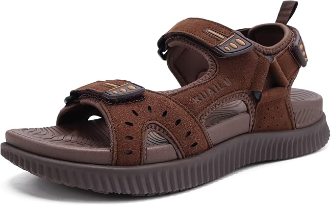 KuaiLu Mens Hiking Sandals with Orthopedic Arch Support Footbed