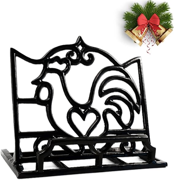 Cookbook Stand, Cast Iron Heavy-Duty Recipe Book Holder, Kitchen Vintage Recipe Book Holder, Reading Rest Holder for Easel/Counter/Books/Magazine/iPad/Bible, Coffee Gold