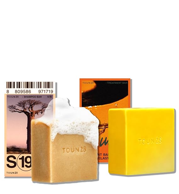 TOUN28 Baobab & Camellia Seed Oil Solid Shampoo Bar + No-Wash Leave-In Conditioner Bar Deep Moisturizing, Nourishing Treatment for Dry & Damaged Hair, Vegan, Plastic-Free, Paraben-Free, Korean Hairc