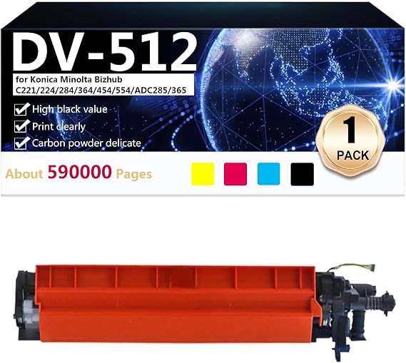 DV512 Developer Unit Compatible for Konica Minolta Bizhub C221 224 284 364 454 554 ADC285 365 Printer,Magenta