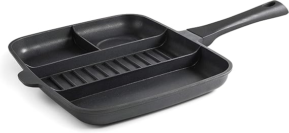 Lacor -Titanium Pro Pan with Non-Stick Individual Compartments 4 in 1, 32 x 26 cm, Aluminium