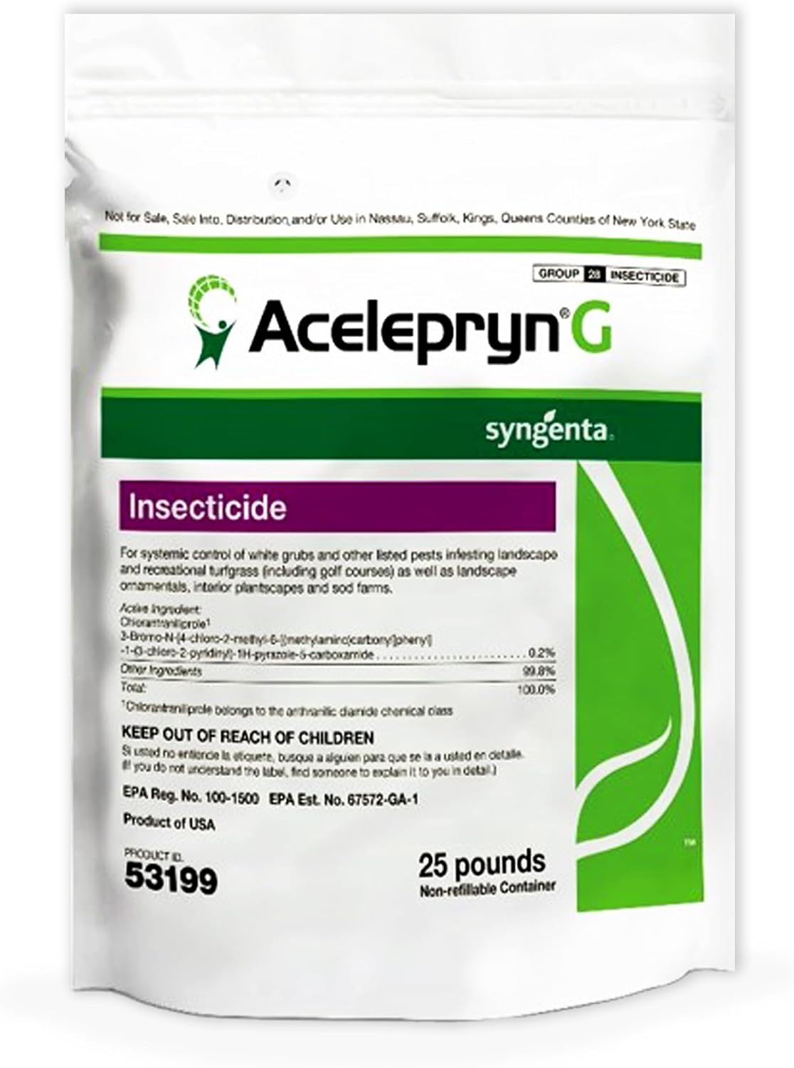 Syngenta Acelepryn G | Grub Treatment for Lawn, Turfgrass and Rose Bush | Insect Killer with 0.2% Chlorantraniliprole Kills White Grubs, Caterpillars, Japanese Beetle Adults – 25 lb