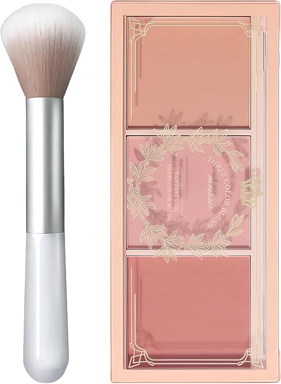 Blushers for Cheeks Make Up, 3-in-1 Powder Blush - Matte Face Blush for Long-Lasting, Sweat-Resistant, Non-Greasy Glow, Natural Look & Brighten Skin