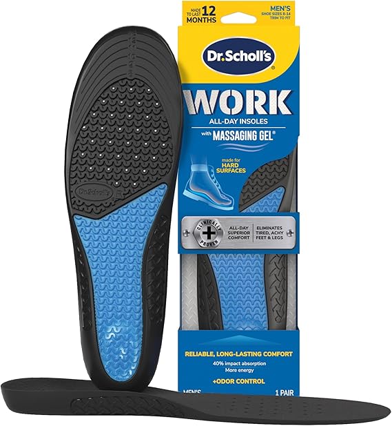 Dr. Scholls Work All-Day Superior Comfort Insoles with Massaging Gel, Men, 1 Pair, Trim to Fit
