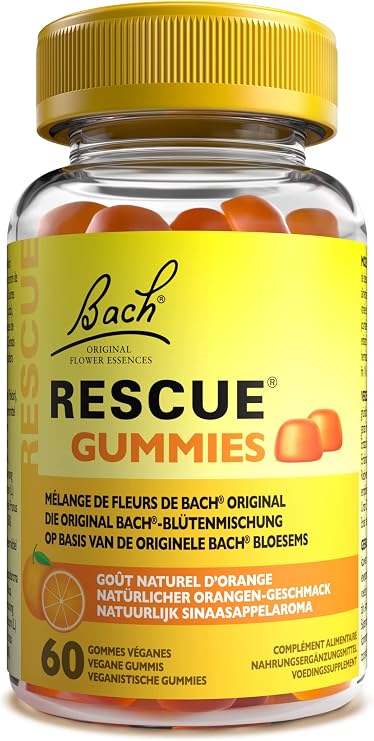RESCUE - Orange Gummies - Natural Emotional Wellness - Mix of 5 Original Bach Flowers for Balanced Days - Everyday Stress - Vegan - Box of 60 Gummies