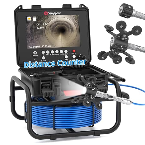Sanyipace Plumbing Camera 100FT/30M, HD 1080P Sewer Camera for Drain Pipe