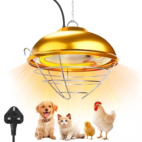 Heat Lamp for Chickens, 160 & 350W Chicken Brooder Heater, Coop Heater with High Low Switich, Carbon Fibre Heating Lamp for Chicks, Hanging Poultry Heat Lamp
