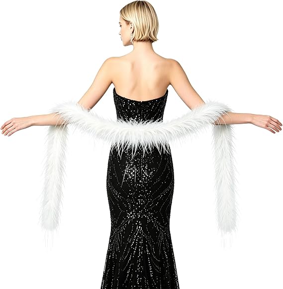 Women's Artificial Ostrich Feather Boa Featherless Fuzzy Boas for Wedding Christmas Tea Party Costume Decor