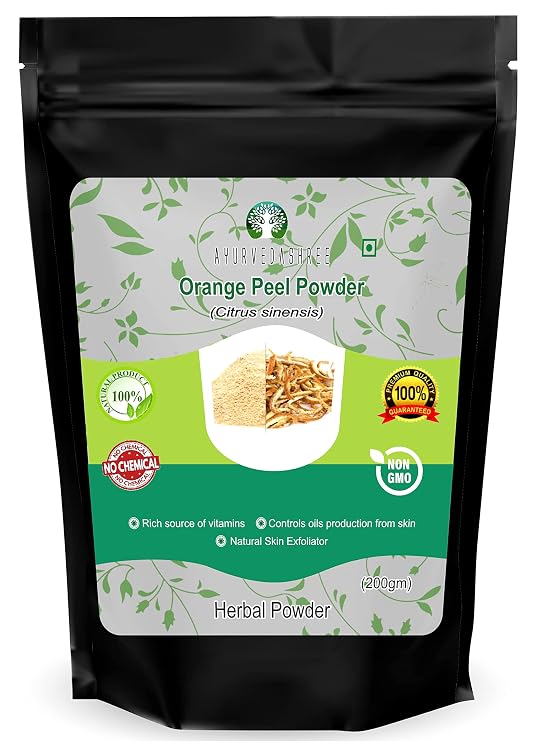 AYURVEDASHREE Orange Peel Powder 200 Gm - Skin and Nail Health, Rich in Vitamins C and D, Vegan and Vegetarian Friendly, All Natural, GMO Free, For Hair and Skin Care